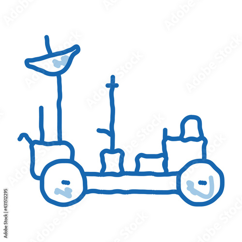 Astronaut Moon Rover doodle icon hand drawn illustration