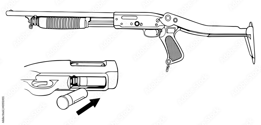 ショットガン,ライフル,アメリカ,イラスト-装填の図