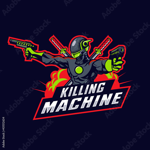 Machine robot mascot logo