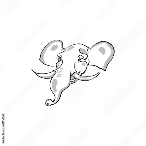 Happy elephant face silhouette design concept