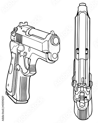 銃,GUN,イラスト,イタリア,上、前