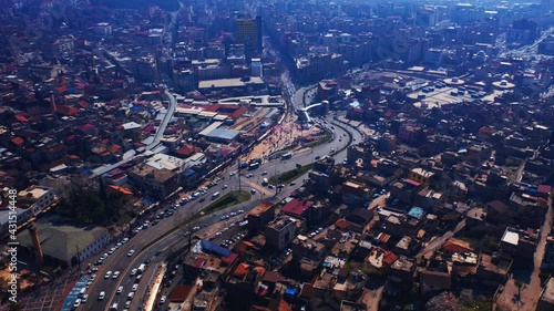 Aerial hyper lapse. 4k video. Hyperlapse with drone of Kahramanmaras city center. photo