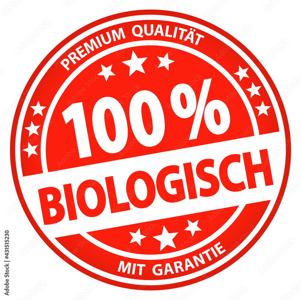 round business button - 100% biological (german)