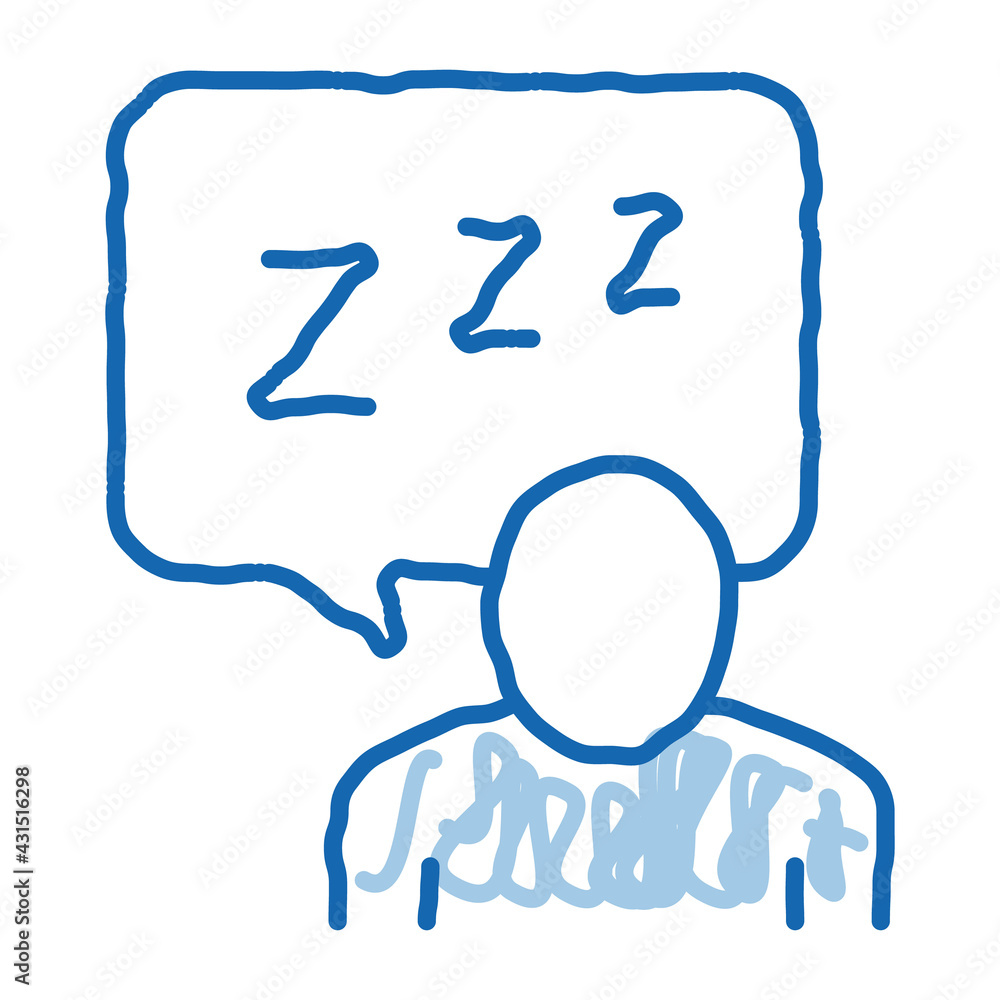 Human Zzz In Quote Frame doodle icon hand drawn illustration Human Zzz In Quote Frame doodle icon hand drawn illustration