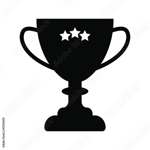 Trophy icon, winning cup with star isolated on white background. First place, award bowl. Symbol of success, victory, championship. Vector flat line illustration. eps. 10