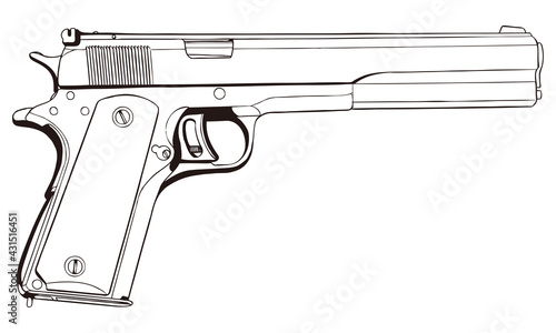 銃,GUN,イラスト,45,アメリカ-L