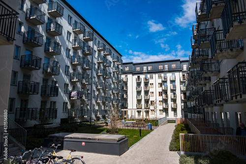 Obraz na plátně Stockholm, Sweden A modern courtyard  in the Solna suburb.