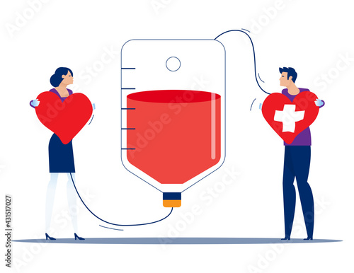 People make blood donations and receive donations