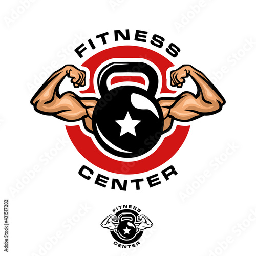 Fitness kettlebell logo template