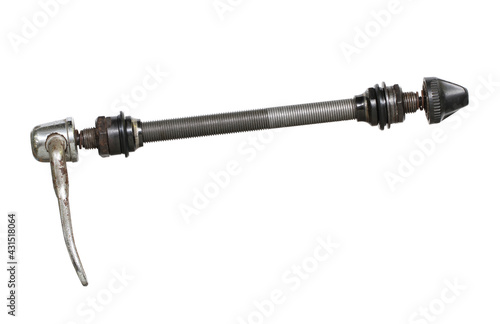 Quick release lever wheel hub axle skewers for MTB mountain bike (with clipping path) isolated on white background