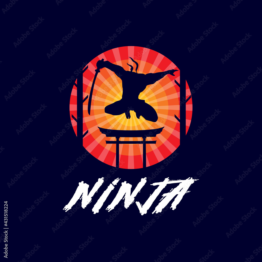 Ninja silhouette logo template