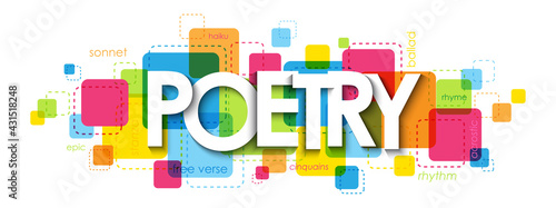 POETRY colorful vector typography banner isolated on white background