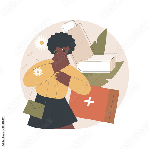 Medicine for bronchial asthma abstract concept vector illustration. Chronic pulmonary disease symptoms and treatment, breathing attack, inhalation for bronchitis, allergy cough abstract metaphor.