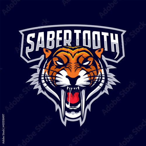 Sabertooth head mascot logo
