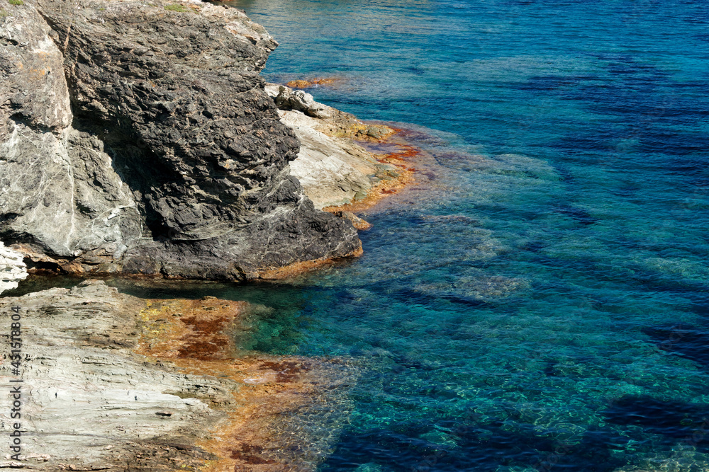 Mediterranean sea and rocky coast of the Corsica cape