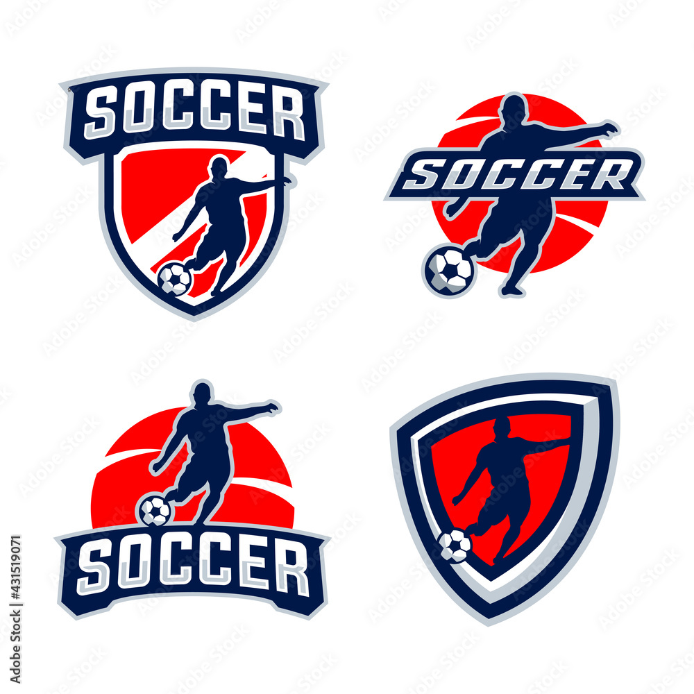 Naklejka premium Soccer player silhouettes