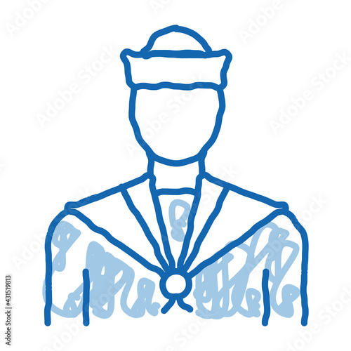 Sailor Silhouette doodle icon hand drawn illustration