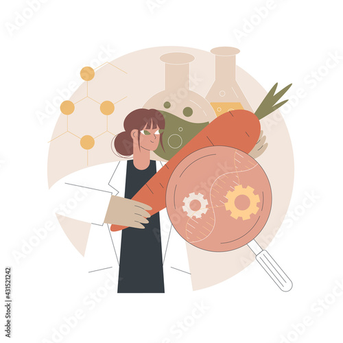 Genetically modified organism abstract concept vector illustration. Genetically modified food, transgenic organism, gene modification, molecular engineering, GMO level abstract metaphor.