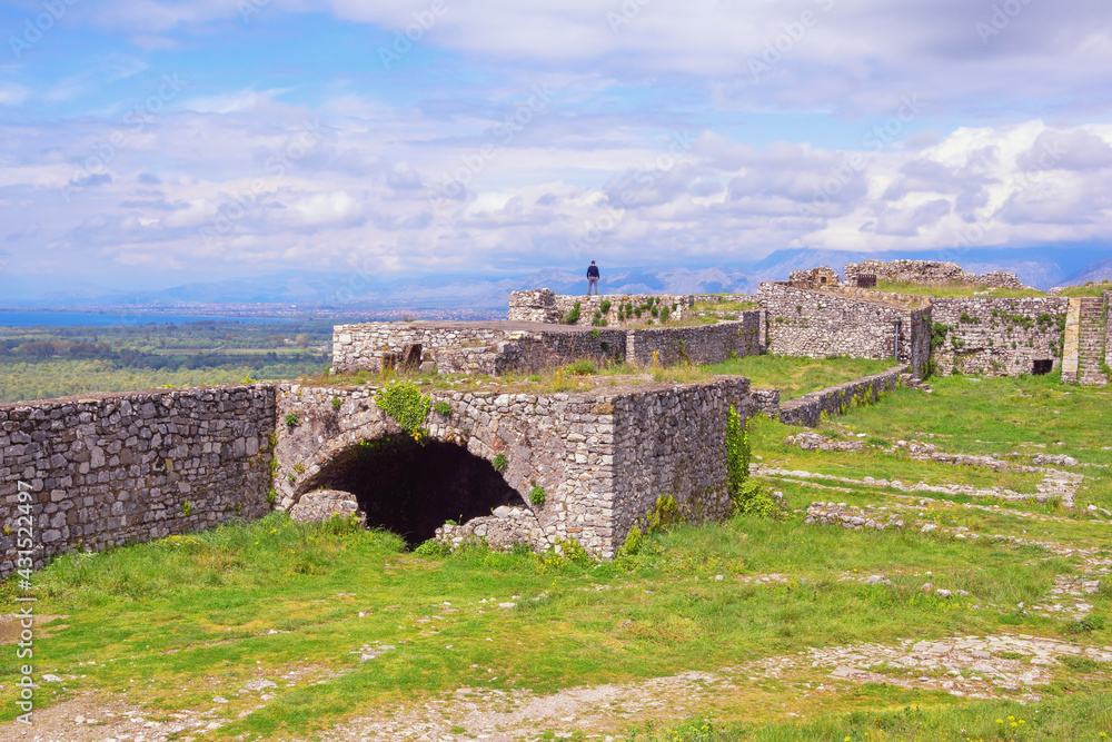 Fototapeta premium Ancient fortifications. Albania, Shkoder city. Ruins of old fortress of Rozafa 