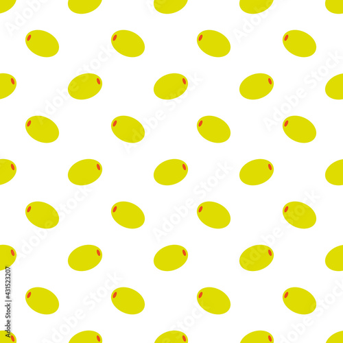 Stuffed green olives cute cartoon style vector seamless pattern background.
