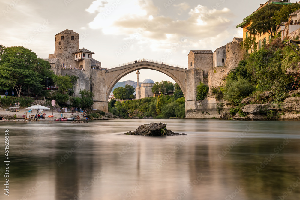 Stari Most bridge in old town of Mostar, BIH