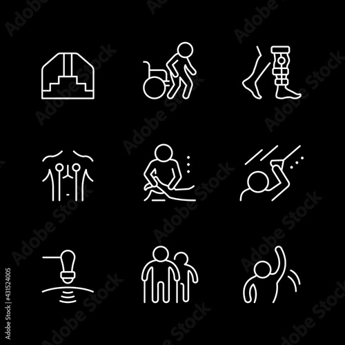 Set line icons of physical therapy
