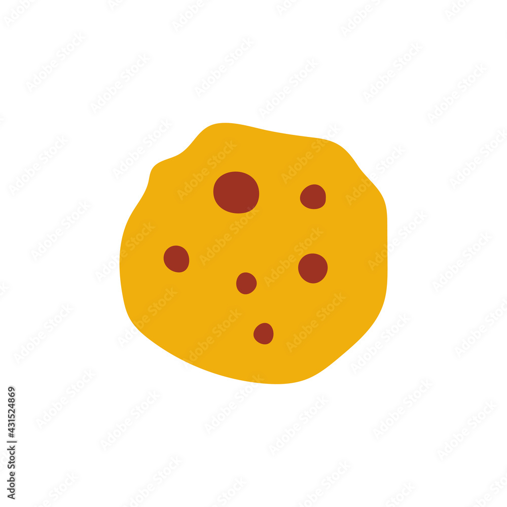 Chocolate chip cookies. Vector flat cartoon illustration, icon design. Isolated over white background. Freshly baked chocolate chip cookie concept Chocolate chip cookies. Vector flat cartoon illustration, icon design. Isolated over white background. Freshly baked chocolate chip cookie concept