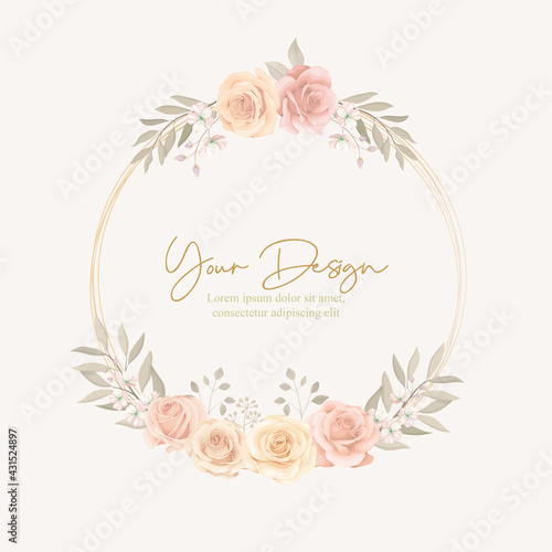 Elegant floral frame with blooming roses design
