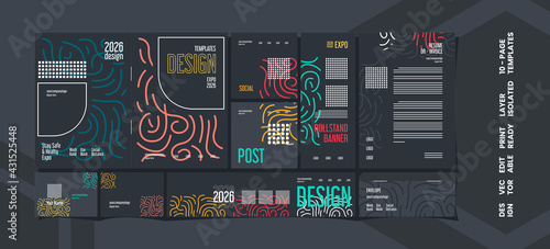 Set of backgrounds creative for layout templates, 10 pages editable and resizeable, Vector design.