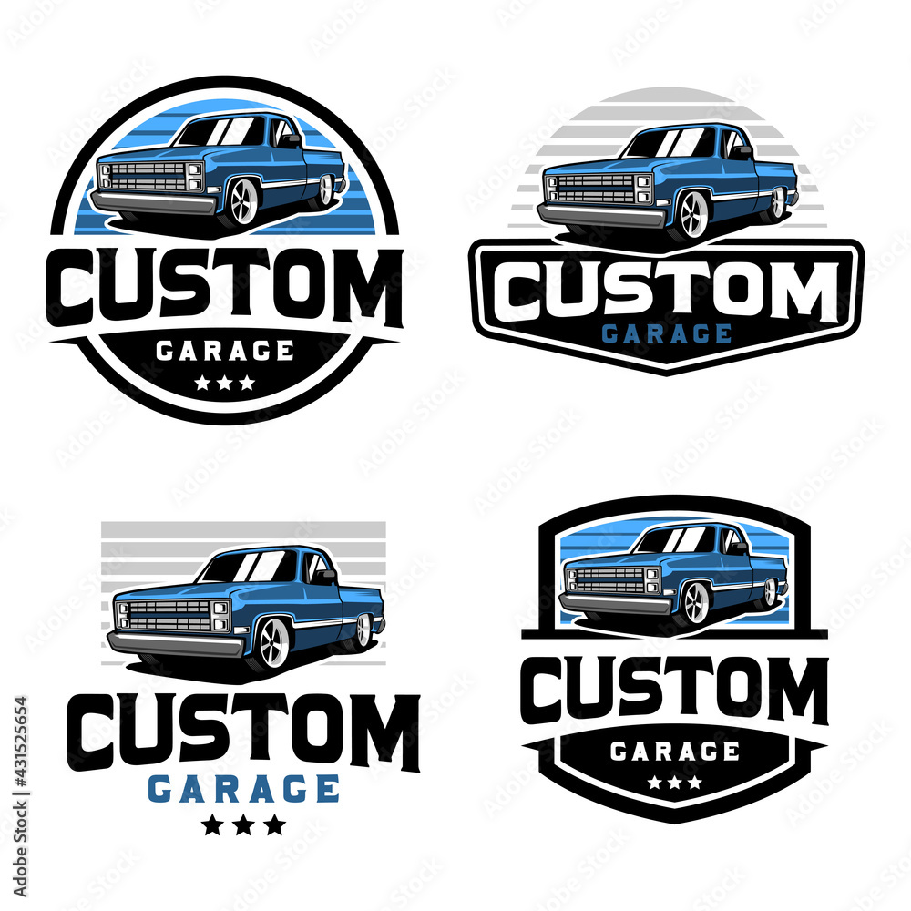 Pick up truck, truck badge logo template