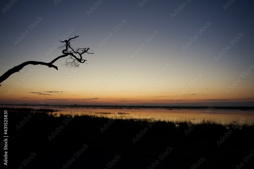 Sunset at Chobe river shore, Botswana