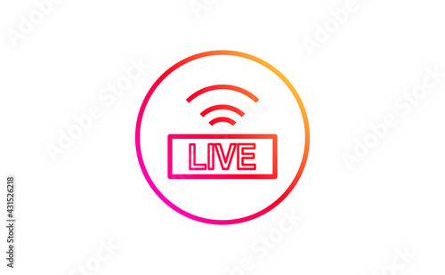 Live streaming icon. Button for broadcasting, livestream or online stream. Vector illustration.