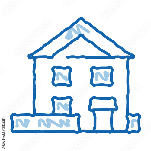 House Building doodle icon hand drawn illustration photo