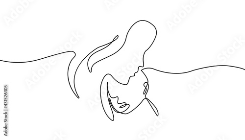 Fototapeta Naklejka Na Ścianę i Meble -  Mothers Day line art. Solid line,continuous one line drawing. Mother holding her baby . Continuous line art vector.Happy Mothers Day concept.