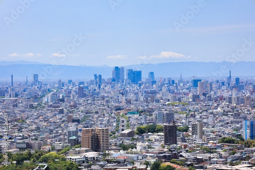 快晴の東山タワーから見下ろした名古屋市の都市風景