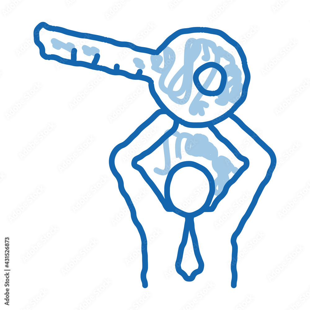 Man Holding Key doodle icon hand drawn illustration Man Holding Key doodle icon hand drawn illustration
