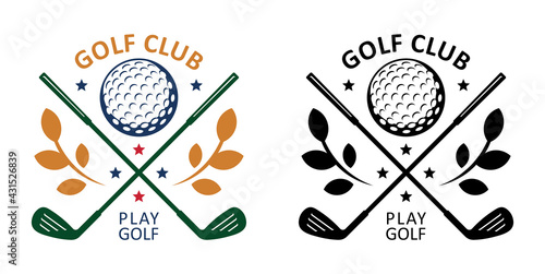 Golf club logo. Golfer sports equipment. flat style. isolated on white background
