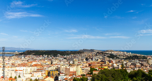 Schilderij op canvas Wide angle view from above on Cagliari, Sardinia, Italy 2012.