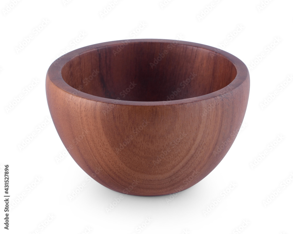 empty wood bowl on white background. empty wood bowl on white background.