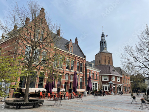 Empty terrace in Groenlo during spring