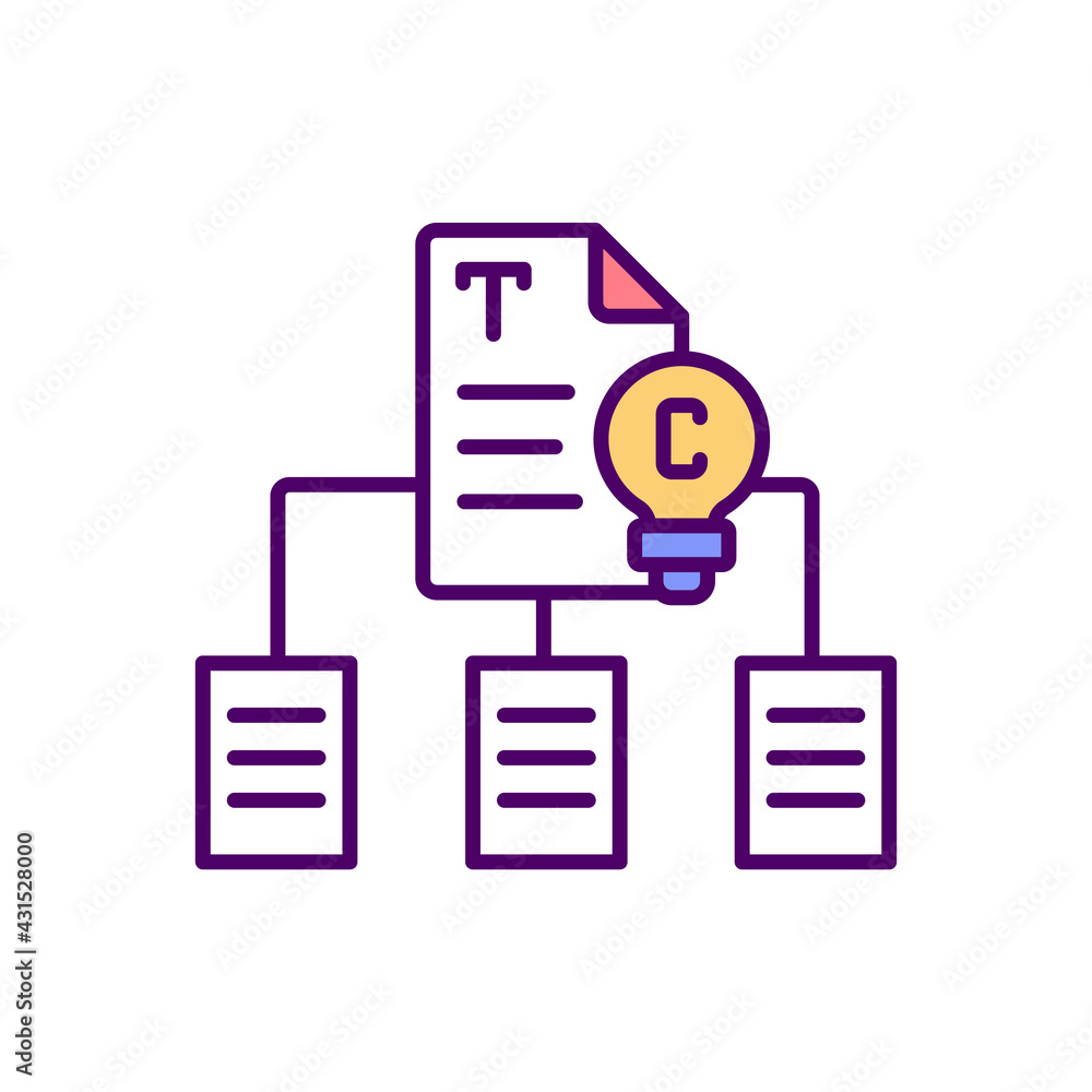 Copyrighted materials duplication RGB color icon Copyrighted materials duplication RGB color icon