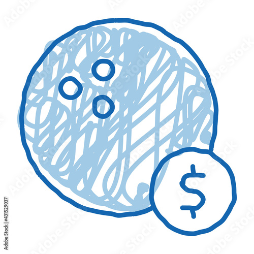 Bowling Ball Coin doodle icon hand drawn illustration
