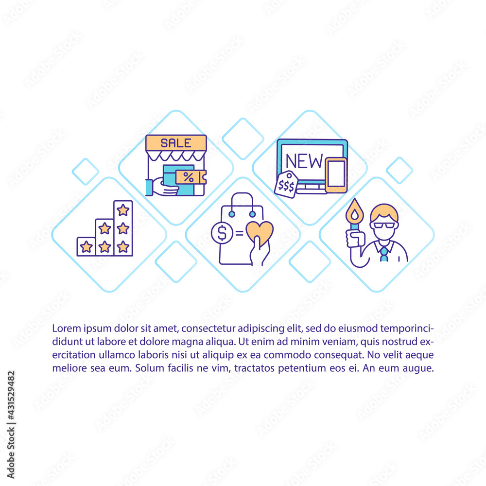 Consumer decision styles concept line icons with text Consumer decision styles concept line icons with text
