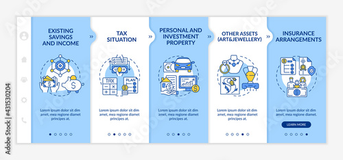 Extensive wealth plan parts onboarding vector template