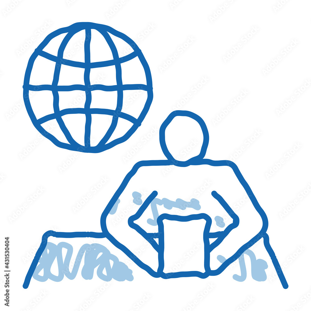 Worldwide News doodle icon hand drawn illustration Worldwide News doodle icon hand drawn illustration