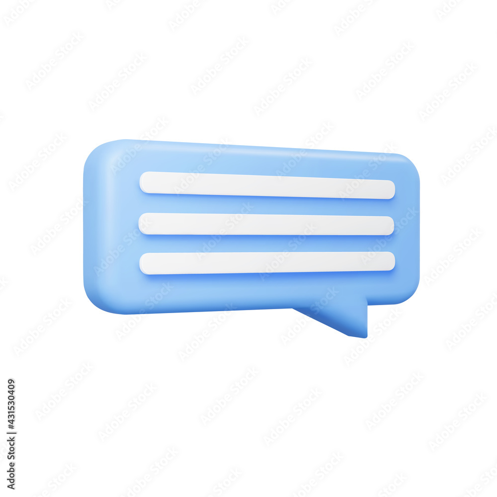Blue 3d bubble talk isolated on white background. Glossy blue speech bubble, dialogue, messenger shape. 3D render vector icon for social media or website Blue 3d bubble talk isolated on white background. Glossy blue speech bubble, dialogue, messenger shape. 3D render vector icon for social media or website