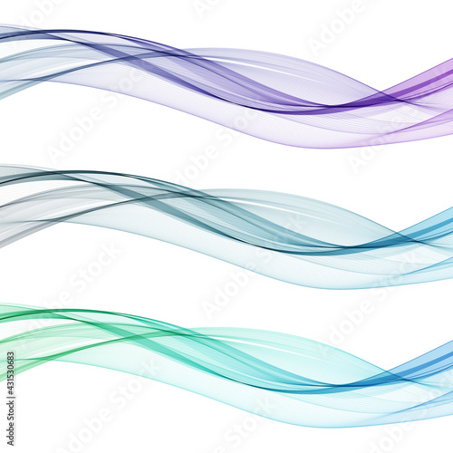 A set of color waves. Vector abstract lines. eps 10