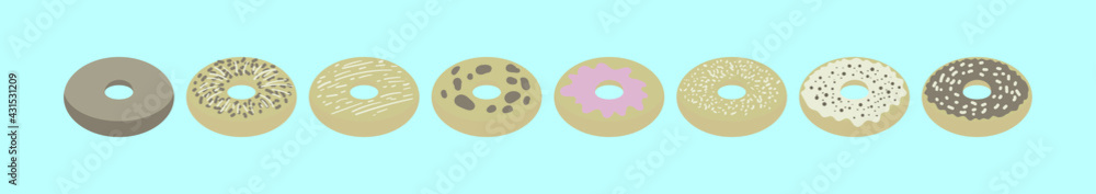Obraz premium set of bagel cartoon icon design template with various models. vector illustration isolated on blue background