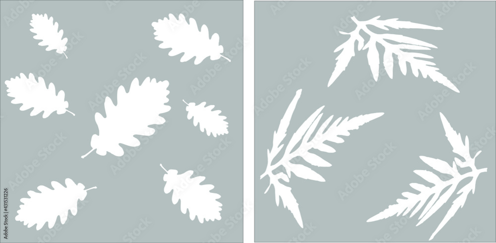 pattern of oak leaves and exotic leaves on a gray background
pattern of oak leaves and exotic leaves on a gray background