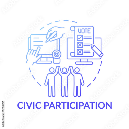 Civic participation dark gradient blue concept icon